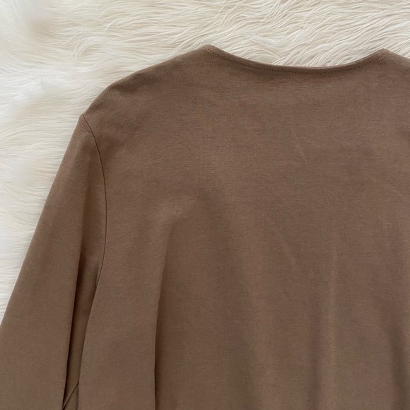 J. Jill Pure Jill Pima Cotton Tan Brown Longline 2 Way Asymmetrical Zip Jacket - Picture 9 of 11